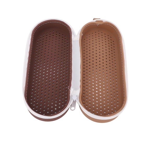 OVTSC Swimming Goggles Case Double Sided Breathable Large Capacity Portable Silicone Swim Goggles Protective Holder Dustproof Waterproof Goggle Storage Box Bag for Men Women Adults, Brown