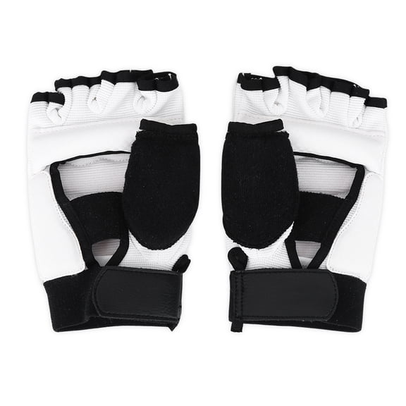 OVTSC Taekwondo Sparring Gloves, Half Finger Hand Protector for Boxing & Martial Arts Training, Black & White, S