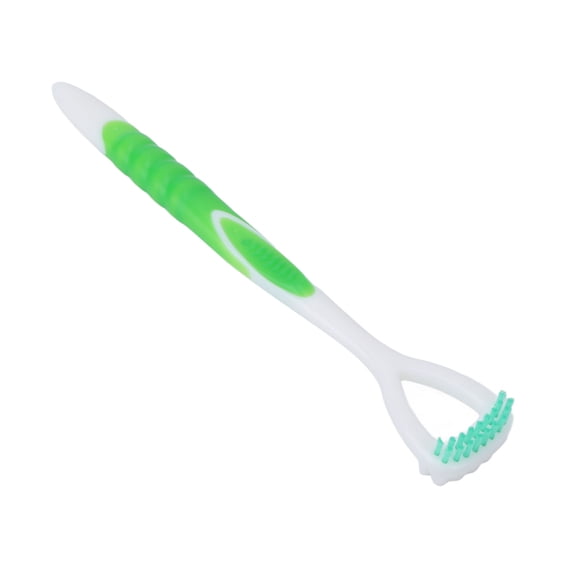 OVTSC Tongue Scraper Flexible Safe Long Handle Tongue Cleaner Brush Oral Health Cleaning Tool for Adults, Reusable Plastic Tongue Coating Cleaner to Maintain Oral Hygiene, Green (7.08in / 18cm)