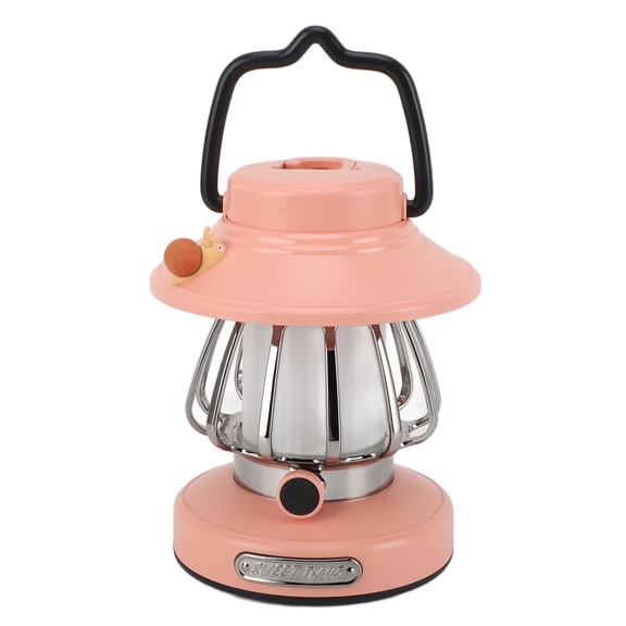 OVTSC Vintage Rechargeable Camping Lantern, Infinite Dimming 3-Level Color Temperature Portable Tent Light, Emergency Light Pink (4.5x4.5x7.5 inches / 11.5x11.5x19.0 cm)