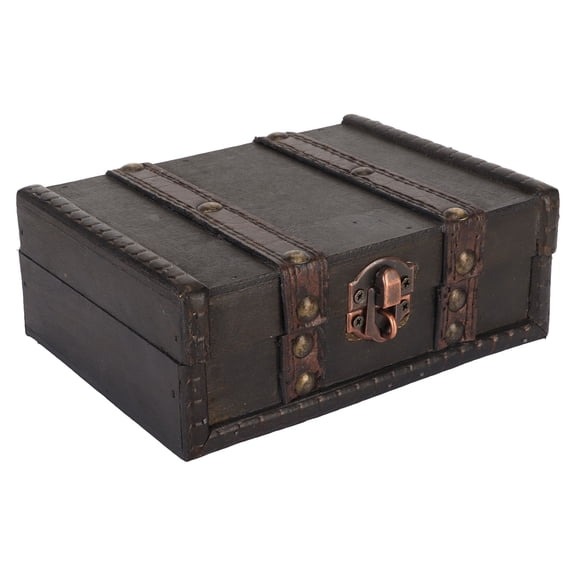 OVTSC Wooden Chest with Lock Small Vintage Decorative Storage Box Jewelry Wooden Chest (16 inches / 40.6 cm)