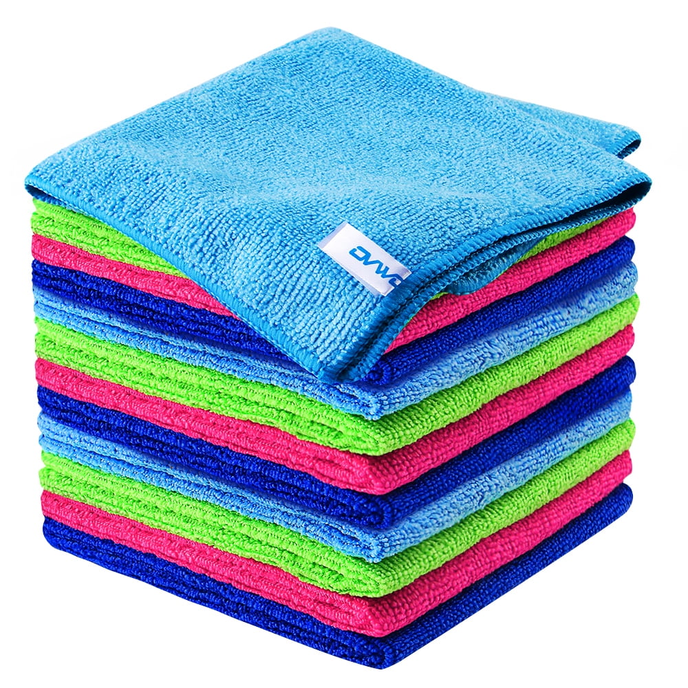 "OVWO 12Pcs Microfiber Cleaning Cloth Set, Bulk Supplies for Household Cleaning, 12"" x 12"", Multicolor"