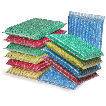 OVWO Cleaning Sponges Kitchen, 12Pads Upgraded Dish Sponge with 4 Colors Ideal for Dishes, Pots, Sink