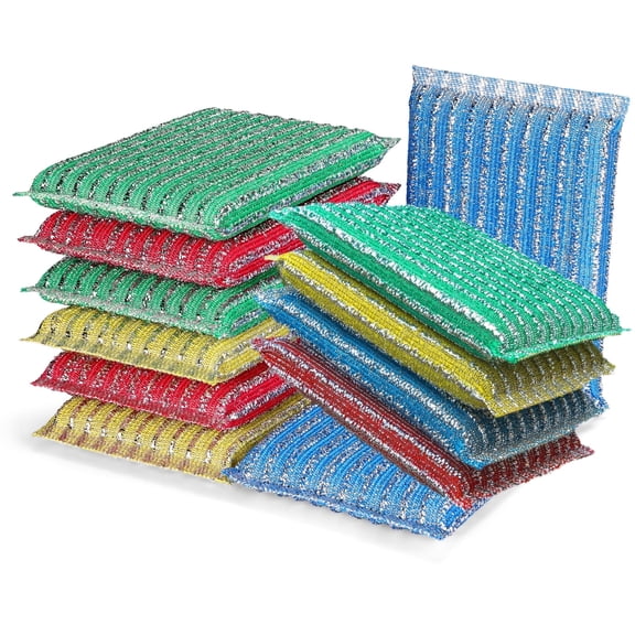 OVWO Cleaning Sponges Kitchen, 12Pads Upgraded Dish Sponge with 4 Colors Ideal for Dishes, Pots, Sink