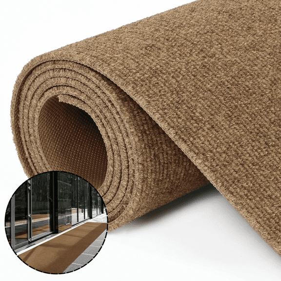 OVYEFR Runner Rug, 3 x 16.4 FT Large Commercial Rugs with Rubber Backing, Indoor Outdoor Carpet Runner, Brown