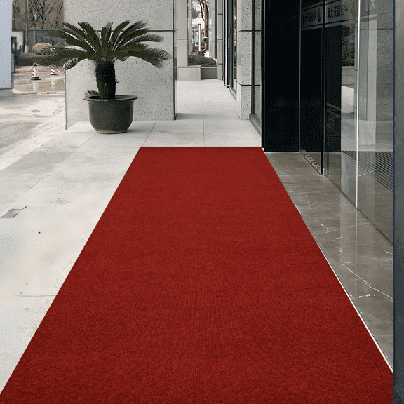 OVYEOFR Commercial Carpet, 3' x 10' Non-Slip Runner Rug, Indoor Outdoor Entrance Mat for Hallway Kitchen Balcony Office Garage, Red