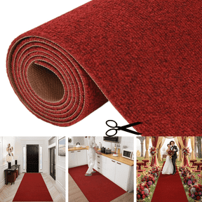OVYEOFR Runner Rugs, 3' x 10' Non-Slip Commercial Carpet, Indoor Outdoor Entrance Mat for Hallway Kitchen Laundry Balcony, Red