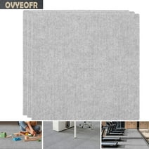 OVYEOFR 12Pcs Self Adhesive Carpet Floor Tiles - 12" x 12"  Non-Slip Soft Padded Carpet Tile for Home Office Hotel, Light Gray