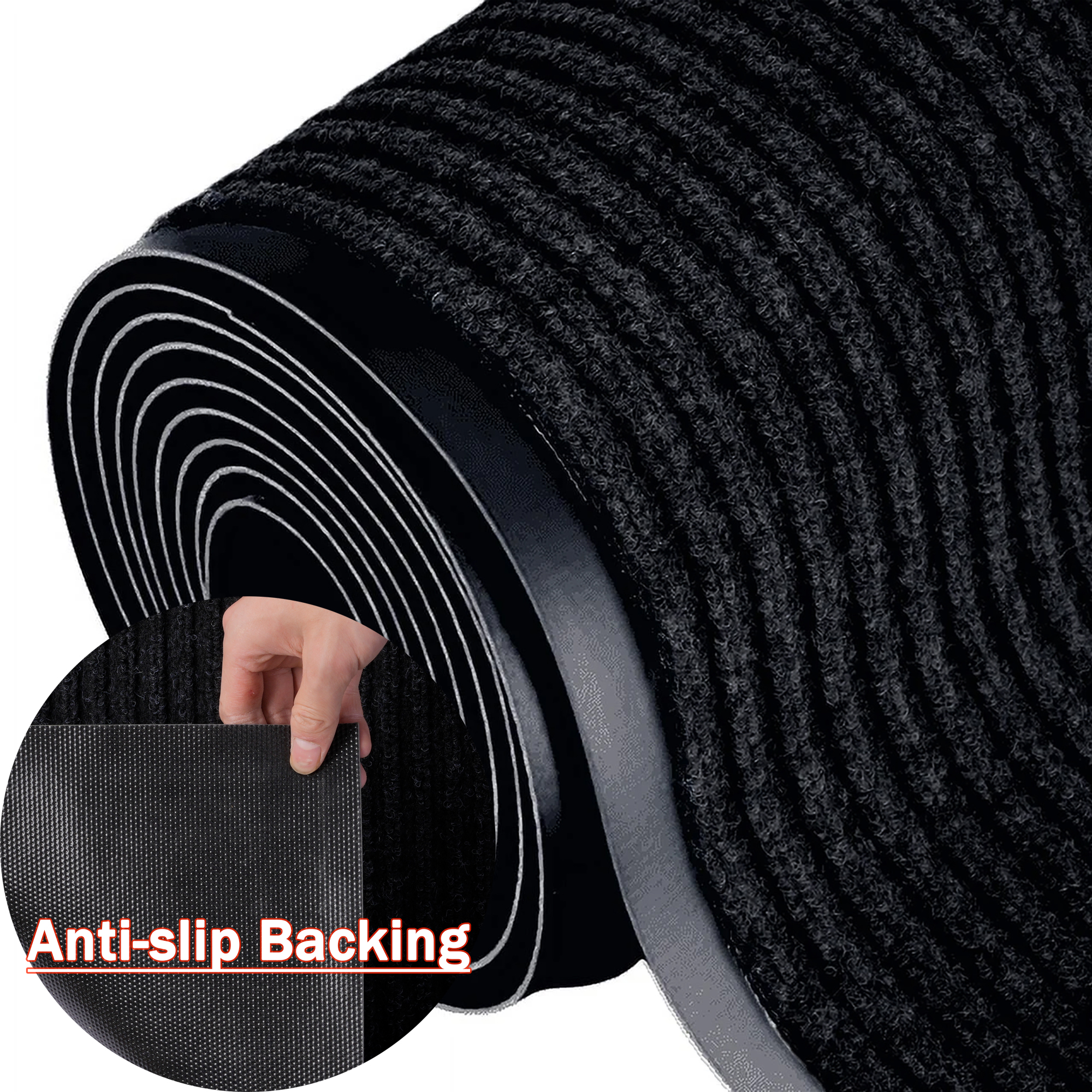 OVYEOFR 16.4 x 3 ft Commercial Carpet Entrance Mats, Non Slip Commercial Floor Mat Runner Rug Utility Mat, Black