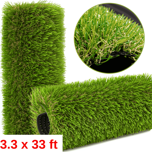 OVYEOFR Artificial Grass Turf, Indoor Outdoor Lawn Carpet, Fake Grass Outdoor Rug for Patio Garden Balcony, 3.3' x 33' (109 sq. ft)