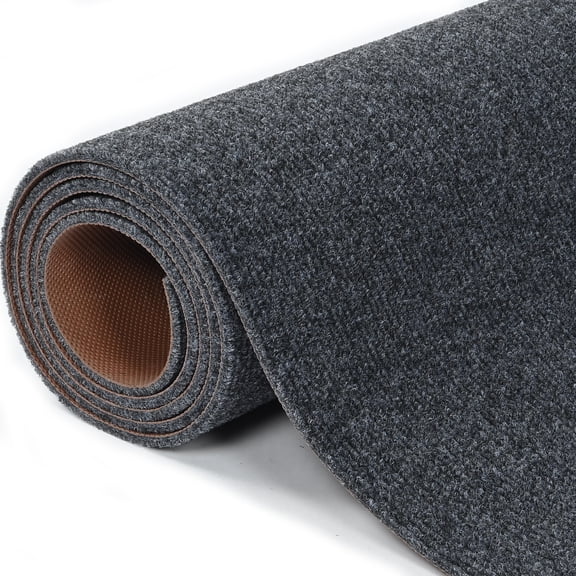 OVYEOFR 3 x 16.4ft Commercial Rug, Non Slip Runner Rug with Rubber Backing, Indoor Outdoor Utility Rug for Entrance, Kitchen, Corridor, Grey