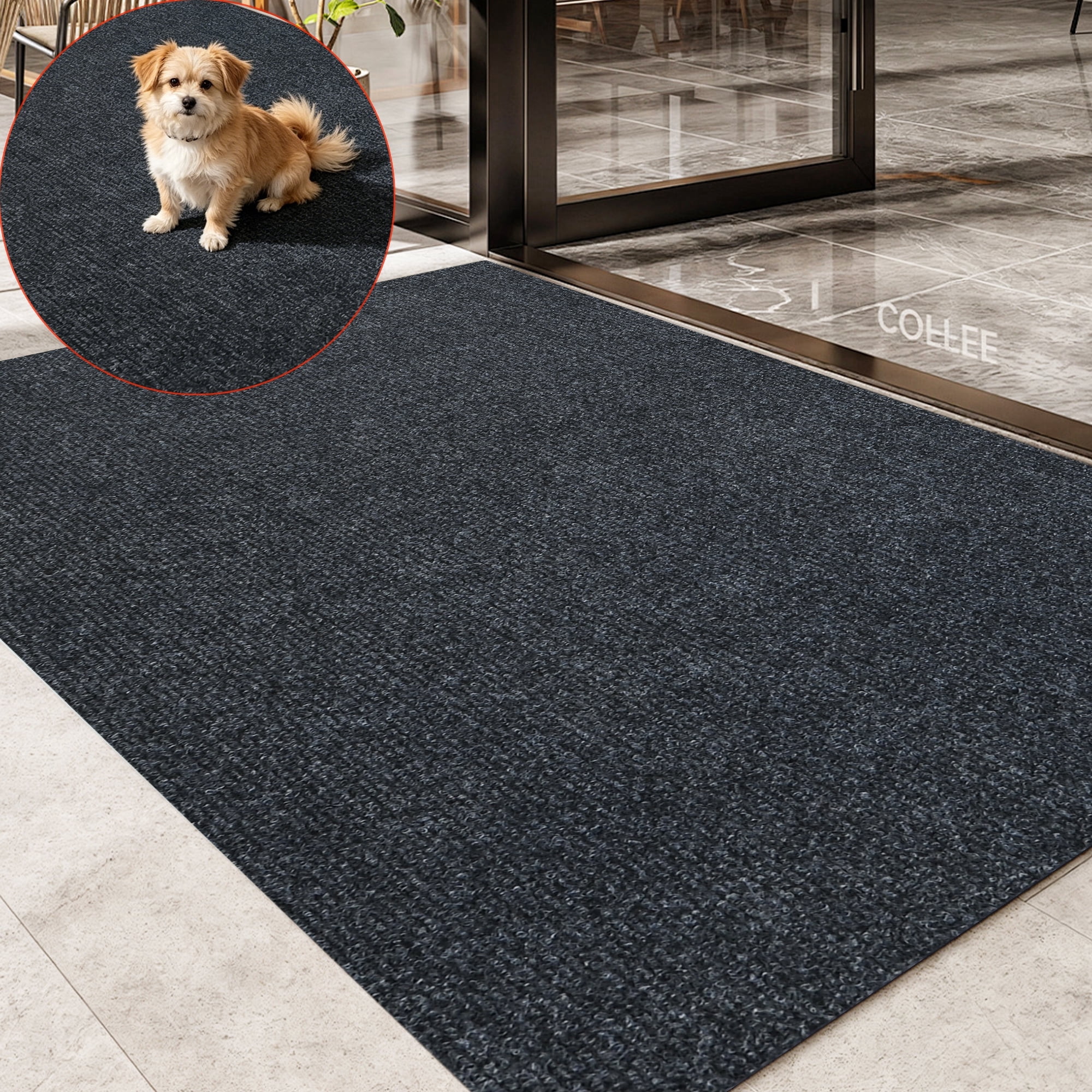 OVYEOFR 3' x 5' Front Door Mat, Indoor Outdoor Commercial Floor Entrance Mat with Rubber Backing, Welcome Mat for Entryway, Patio, Home
