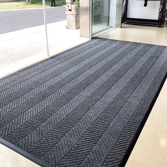 OVYEOFR 3ft x 6ft Commercial Front Door Mat, Non Slip Entrance Doormat Indoor Outdoor, Commercial Mat for Home Office Hotel, Grey