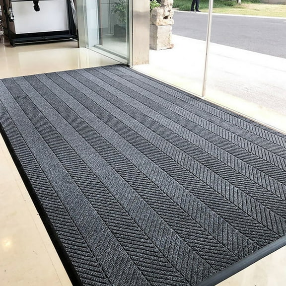 OVYEOFR 4' x 6' Commercial Front Door Mat, Non Slip Entrance Doormat Indoor Outdoor Carpet Door Mat, Commercial Doormat for Home Office Hotel, Grey