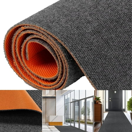 OVYEOFR 4' x 10' Commercial Carpet Utility Rugs, Non-Slip Runner Rug with Rubber Back Indoor Outdoor, Entrance Doormat for Hallways Kitchen Decks Patio, Grey