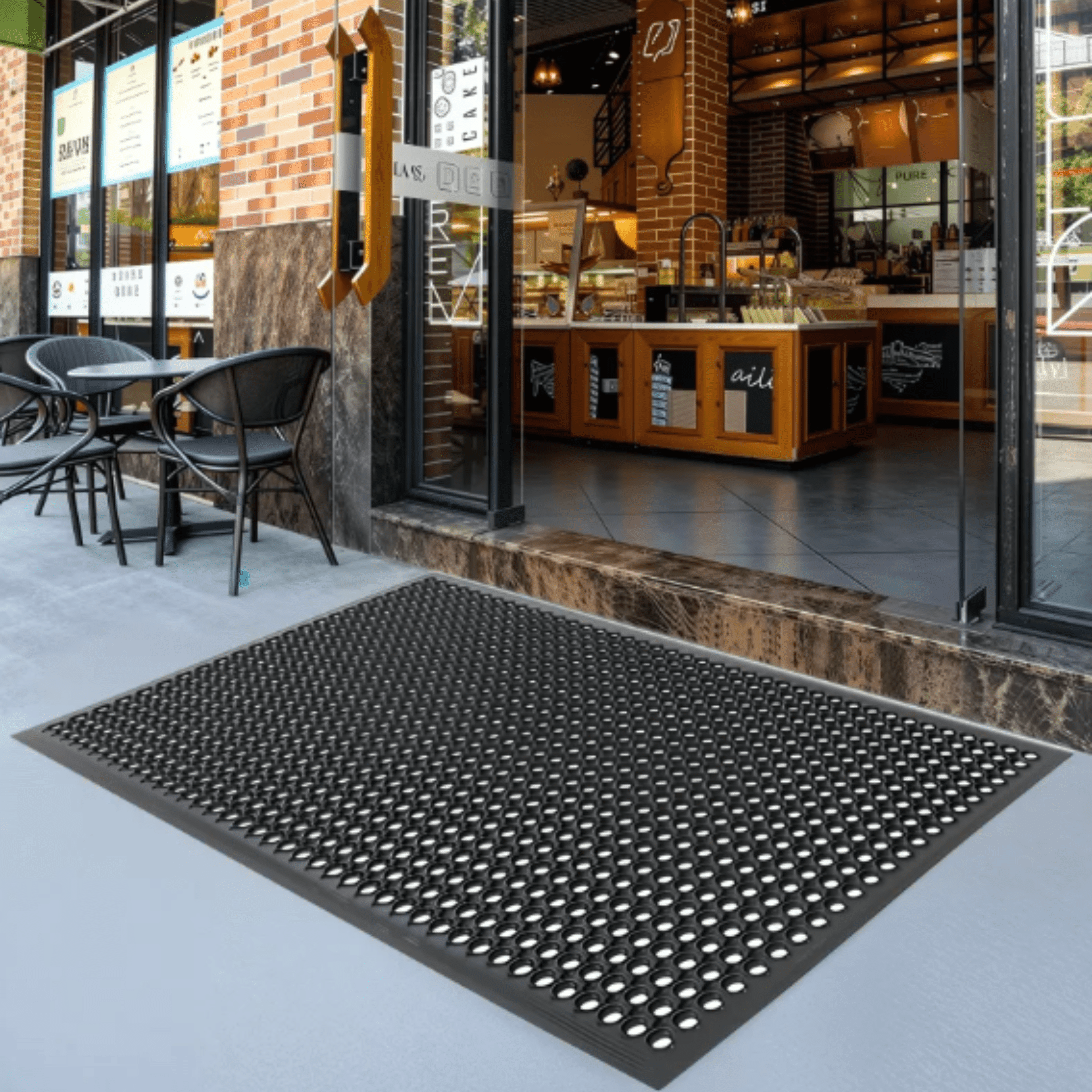 Black Heavy Duty Rubber Anti-Fatigue Drainage Mat 60" x 36"
