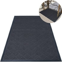 OVYEOFR Entrance Door Mat, 3' x 5' Crosshatch Texture Doormat with Rubber Backing, Indoor/Outdoor, Gray