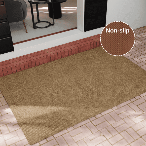 OVYEOFR Entrance Mat, 3' x 5' Non Slip Large Doormat Entry Rug for Indoor Outdoor High Traffic Areas, Brown
