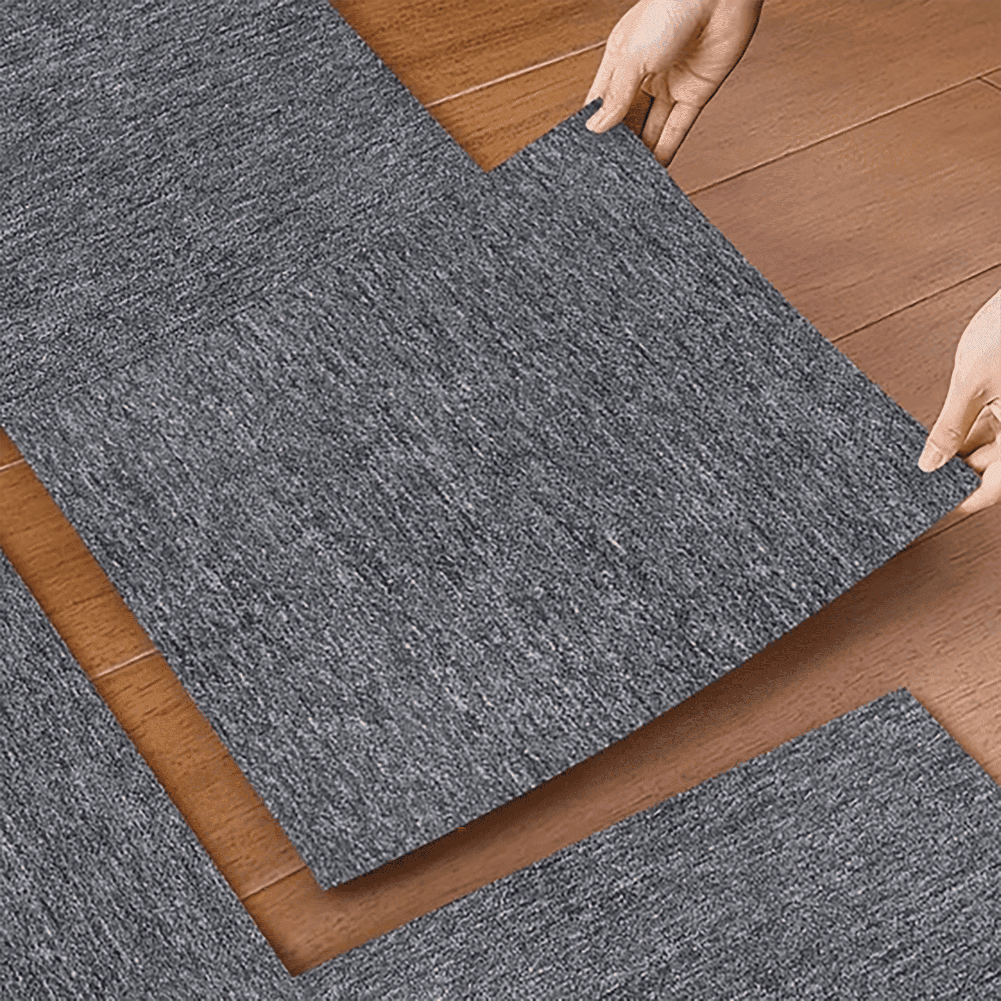 OVYEOFR 20" x 20" Carpet Tiles, 20 Pcs Commercial Carpet Square Floor Tiles with Adhesive Stickers for Home Office Hotel, Dark Grey(53.8 Sq. Ft)
