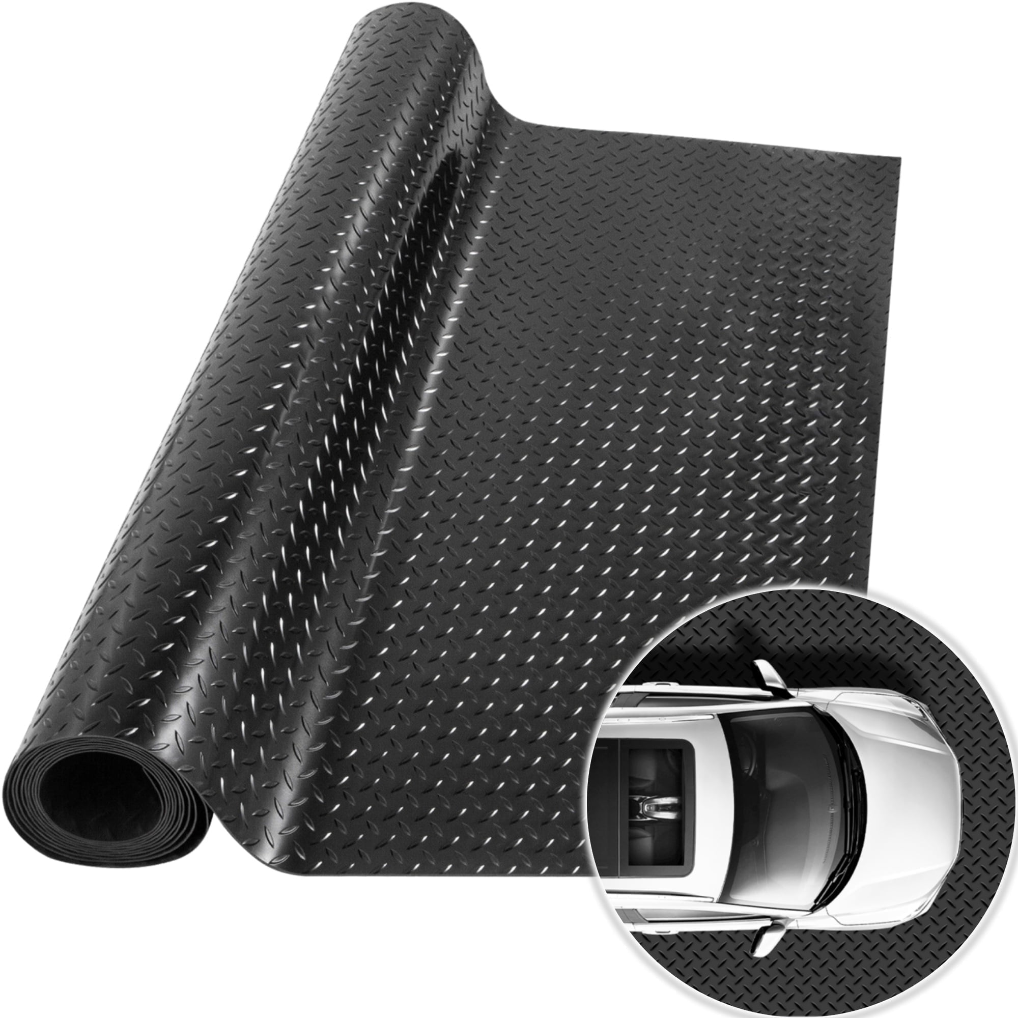 OVYEOFR Garage Flooring Roll, 5ft x 10ft Heavy Duty Diamond-Plate Garage Floor Mat Rolls for Car, Trunk, Boat