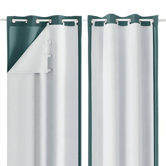 OVZME 100% Blackout Curtain Liner 2 Panels Set for Cortinas Para Habitacion , Greyish White Black Out Curtains Liner for 63 Inch Behind Curtains, Liners Per Set with 14 Pieces Rings, Each 40" Wx58 L