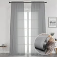 thumbnail image 1 of OVZME 120" Long Sheer Curtains Pair for Bedroom, Semi Sheer Privacy Curtains & Drapes Texture Sunlight Filtering for Hallway Window Guest Room Country House, 42x120 inches, 2 Panel, Charcoal Grey, 1 of 5