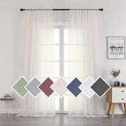 OVZME 42x96 Ivory Sheer Curtains 2 Pack, 96" Extra Long for High Ceiling Living Room, Light Filtering Rod Pocket Voile Curtain, Each 42"Wx96"L