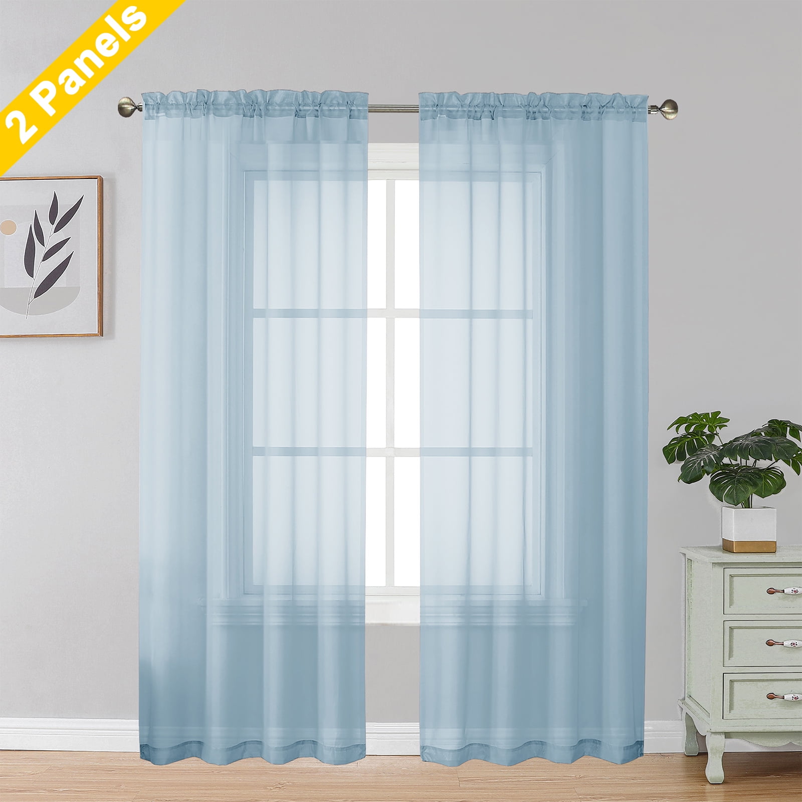OVZME 2 Pieces Sheer Voile Curtains 84 inches Long, Lightweight Soft Elegant Semi Window Treatments (图1) OVZME 2 Pieces Sheer Voile Curtains 84 inches Long, Lightweight Soft Elegant Semi Window Treatments (图1)