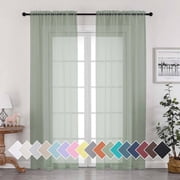 OVZME 2 Pieces Voile Sheer Curtains 84 inches Long-Lightweight Soft Window Treatment Drapery Panels for Master Room / Living Room, Each W42 x L84, Sage Green
