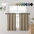 thumbnail image 1 of OVZME Bethany Faux Linen Curtains Tier 36 Inch Length 2 Panels Set, Camel Textured Cafe Curtains for Bathroom Basement Window Shades, Solid Rod Pocket Short Light Filtering Curtain Panels, 30"Wx36"L, 1 of 5