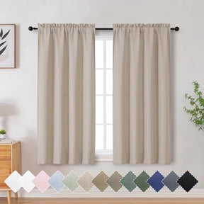 OVZME Bethany Light Filtering Curtain 54 Inch Length 2 Panels Set, Solid Faux Linen Slub Textured Short Curtains Soft Airy Farmhouse Curtains for Living Room Bedroom, Each 30"Wx54"L Linen
