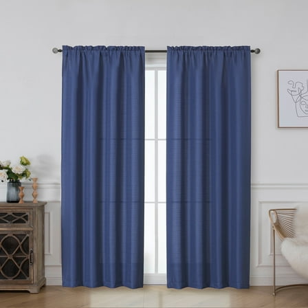 OVZME Bethany Light Filtering Curtains 72 Inches Long for Bedroom 2 Panels, Fresh Slub Linen Textured Blue Curtains for Living Room Curtains, Soft Airy Farmhouse Door Curtains & Drapes, 40Wx72L Inch