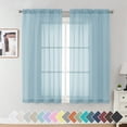 OVZME Blue Sheer Window Curtains 54 inch Long 2 Panels, Short Voile