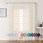 OVZME Cream Sheer Voile Curtains, 2 Panels, Rod Pocket, 42W x 84L Inch, for Bedroom, Living Room, Wedding