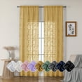 thumbnail image 1 of OVZME Darla Gold Sheer Curtains 96 Inches Long 2 Panels, Light Filtering Soft Lightweight Extra Long Living Room Curtains with Clip Jacquard Leaf, Farmhouse Window Curtains for Bedroom, 42Wx96L, 1 of 8