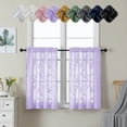 thumbnail image 1 of OVZME Darla Lavender Sheer Curtains Tiers 36 Inch Length 2 Panels, Solid Jacquard Short Light Filtering Curtains, Farmhouse Sheer Window Curtains for Bedroom Living Room with Rod Pocket, 42Wx36L Inch, 1 of 8