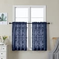 thumbnail image 1 of OVZME Darla Navy Blue Short Sheer Curtains 36 Inch Length 2 Panels, Light Filtering Soft Small Window Curtains with Rod Pocket, Textured Farmhouse Curtains for Bedroom Living Room, Each 42Wx36L Inch, 1 of 7