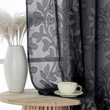 OVZME Darla Sheer Black Light Filtering Curtains 84 Inches Long 2 Panels for Living Room, Textured Decorative Solid Clip Voile Lightweight Curtains for Dining Room with Dual Rod Pocket, 42Wx84L