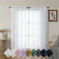 thumbnail image 1 of OVZME Darla White Sheer Curtains 72 Inches Long 2 Panels, Light Filtering Elegant Jacquard Leaf Pattern Farmhouse Door Curtains for Living Room, Balance Light & Privacy Window Sheers, 42Wx72L Inch, 1 of 8