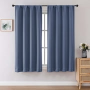 OVZME Denim Blackout Curtains for Bedroom 63 Inch Long 2 Panels, Solid Thermal Insulated Drapery with Rod Pocket for Energy Saving, Room Darkening Window Drapes, 40W x 63L Inch, Denim