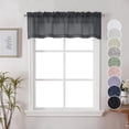 thumbnail image 1 of OVZME Dolly Black Solid Window Valance Sheer Curtain for Kitchen 14 Inches Long, Dual Rod Pocket Texture Bedroom Curtain for Small Window Faux Linen Gauzy Living Room Drapes Cafe Valance, 60W x 14L, 1 of 7