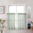 thumbnail image 1 of OVZME Dolly Faux Linen Sheer Kitchen Curtains 36 Inch Length 2 PCS,Bedroom Living Room Sage Green Sheer Curtain Tiers with Rod Pockets Blinds Small Window Treatments/Drapes for Cafe Tier,30W x 36L, 1 of 7