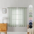 thumbnail image 1 of OVZME Dolly Sage Green Sheer Curtains 45 Inches Length 2 Panels,Faux Linen Texture Breathable Gauzy Short Curtains for Living Room/Bedroom Solid Rod Pockets Window Small Drapes for Kitchen,30x45 Inch, 1 of 7