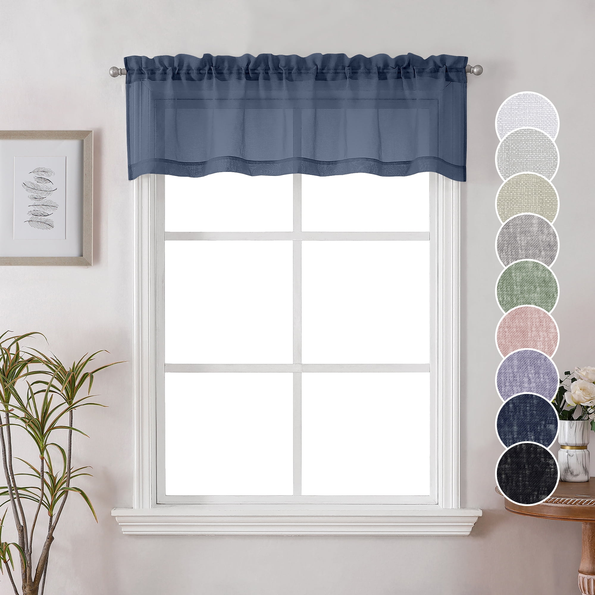 OVZME Dolly Sheer Curtain Valances for Kitchen Windows/Bathroom/Bedroom
