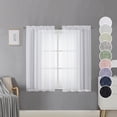 thumbnail image 1 of OVZME Dolly White Sheer Curtains 45 Inches Length 2 Panels,Faux Linen Texture Breathable Gauzy Short Curtains for Nursery/Living Room Solid Dual Rod Pockets Window Small Drapes for Kitchen,30x45 Inch, 1 of 7