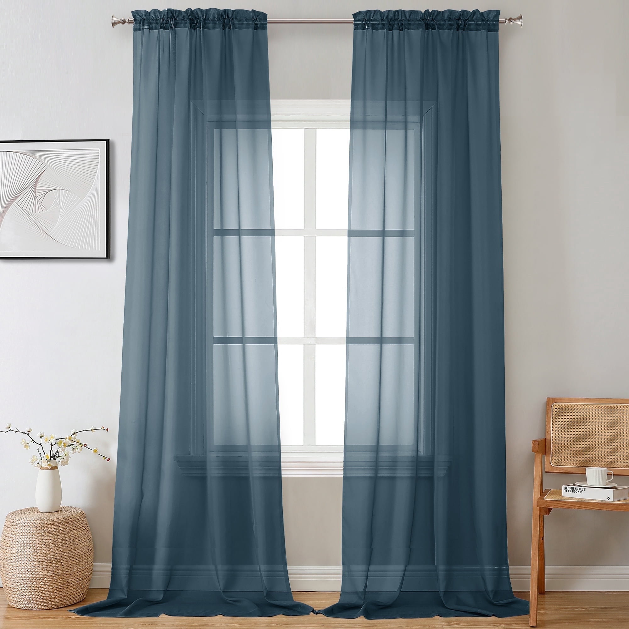 OVZME 42x120 Dusty Blue Sheer Curtains 2 Pack, 120 India | Ubuy