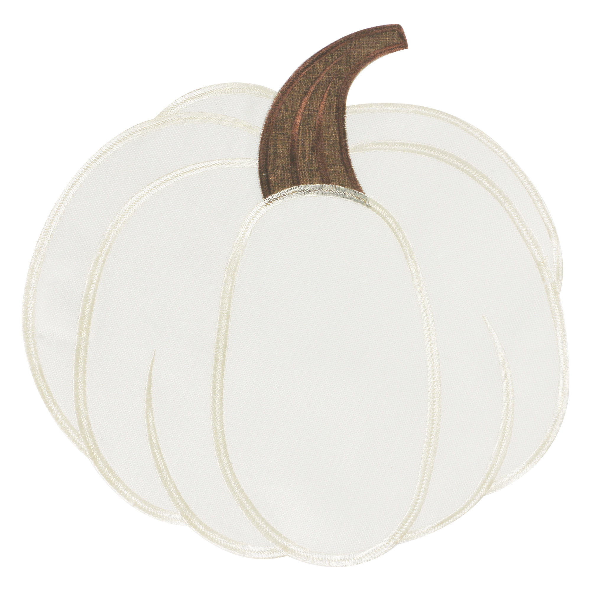 OVZME Fall Harvest Embroidered Round Placemats Set of 4, 15 Inch White