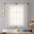 thumbnail image 1 of OVZME Ivory Sheer Curtain Panel Pair 63 inch Length, Light Filtering Window Curtain Drapes Treatment for Kitchen, Bedroom Living and Children Room, Voile Top Dual Rod Pocket, 2 Pack of 42" x 63", 1 of 5