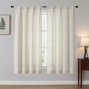 OVZME Judy Natural Curtains 63 Inches Long 2 Panels, Light Filtering Faux Linen Textured Window Curtains for Living Room, Soft Airy Farmhouse Bedroom Curtain, Each 42Wx63L, Natural