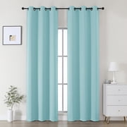 OVZME Kalme 2 Panels Aqua Grommet Blackout Curtains 84 inch Length, Thermal Insulated Room Darkening Curtain Drapes for Living Room Bedroom, Each W40 x L84 inch, Aqua